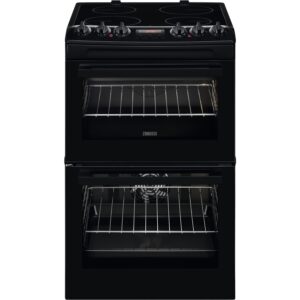 Zanussi 55cm Double Oven Electric Cooker with Catalytic Liners - Black