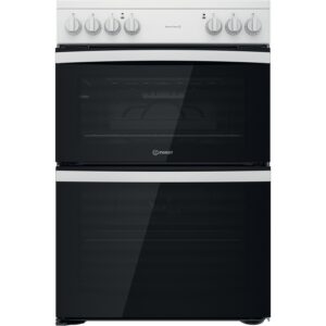 Indesit 60cm Double Oven Electric Cooker - White