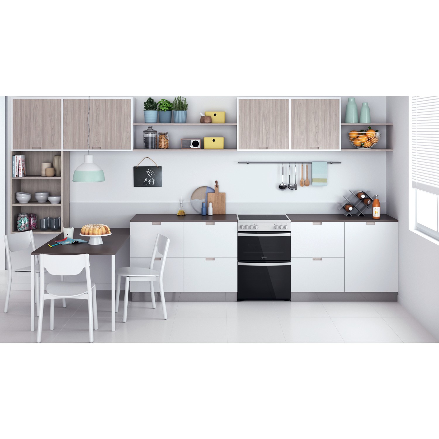 Indesit 60cm Double Oven Electric Cooker - White - Image 3
