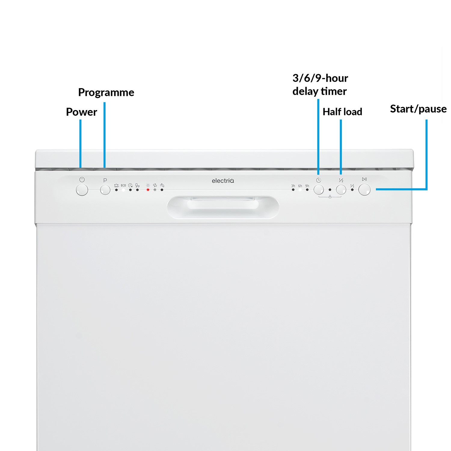 electriQ 12 Place Settings Freestanding Dishwasher - White - Image 2