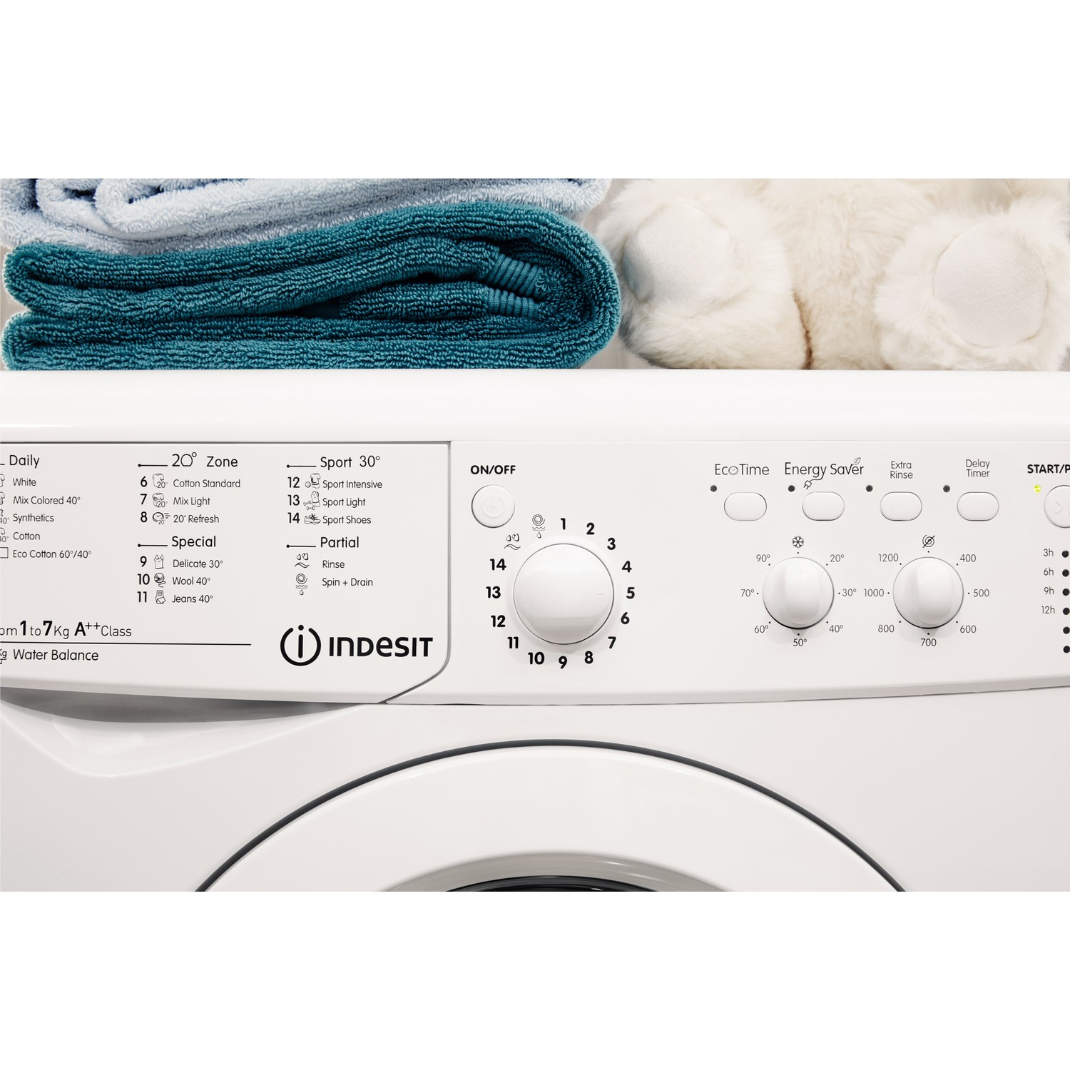 Indesit EcoTime 7kg 1200rpm Freestanding Washing Machine - White - Image 2