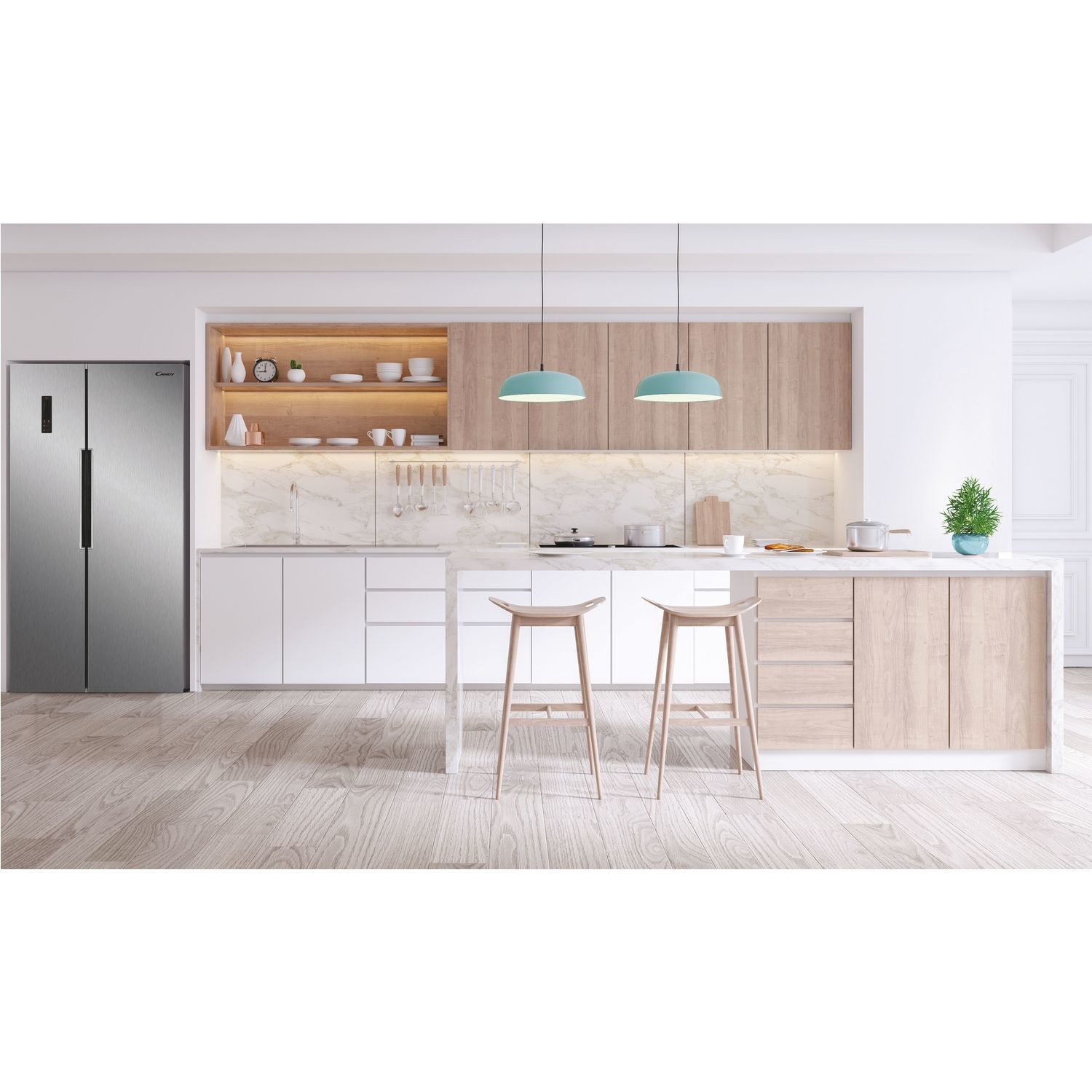 Candy 442 Litre Side-By-Side American Fridge Freezer - Silver - Image 5