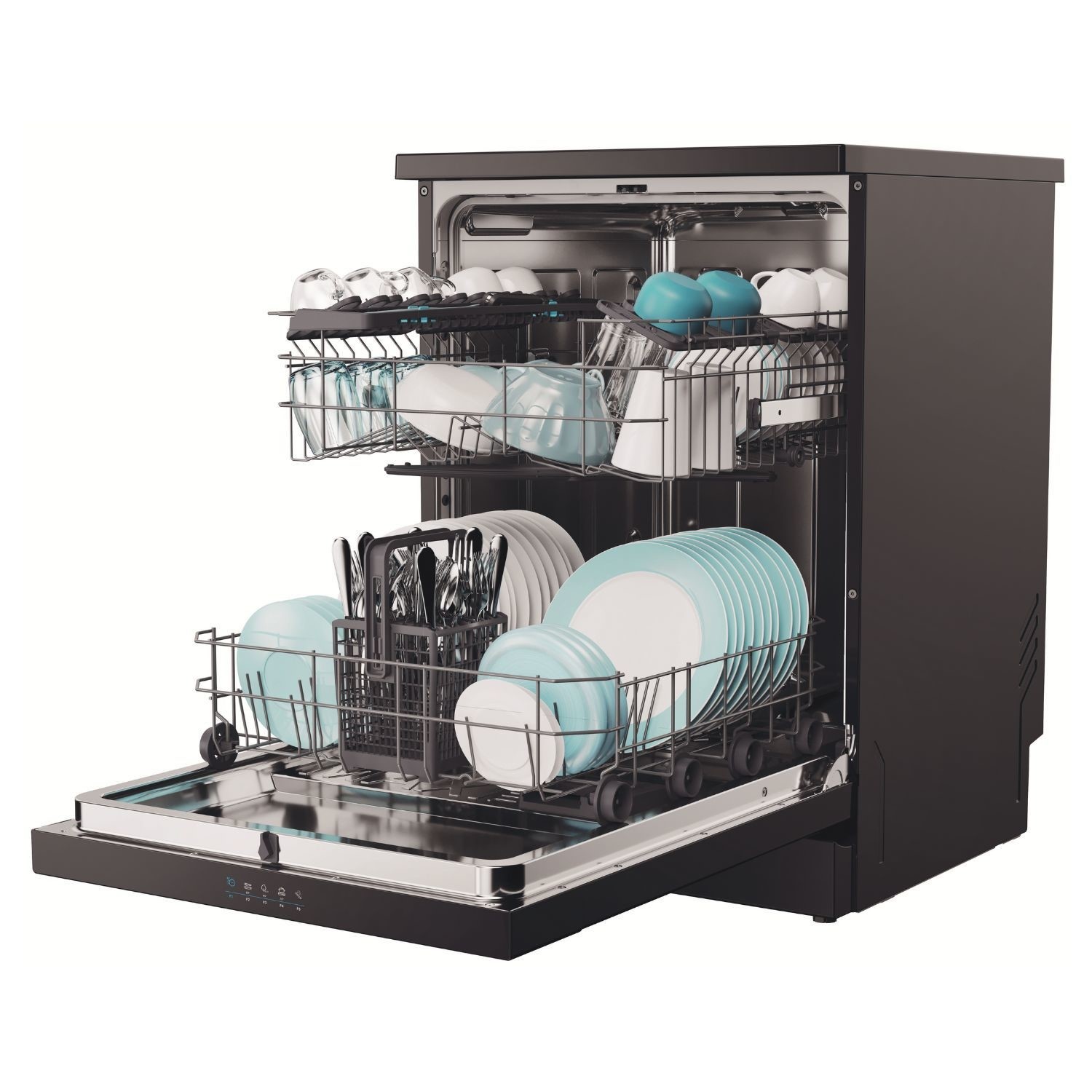 Candy 13 Place Settings Freestanding Dishwasher - Black - Image 2