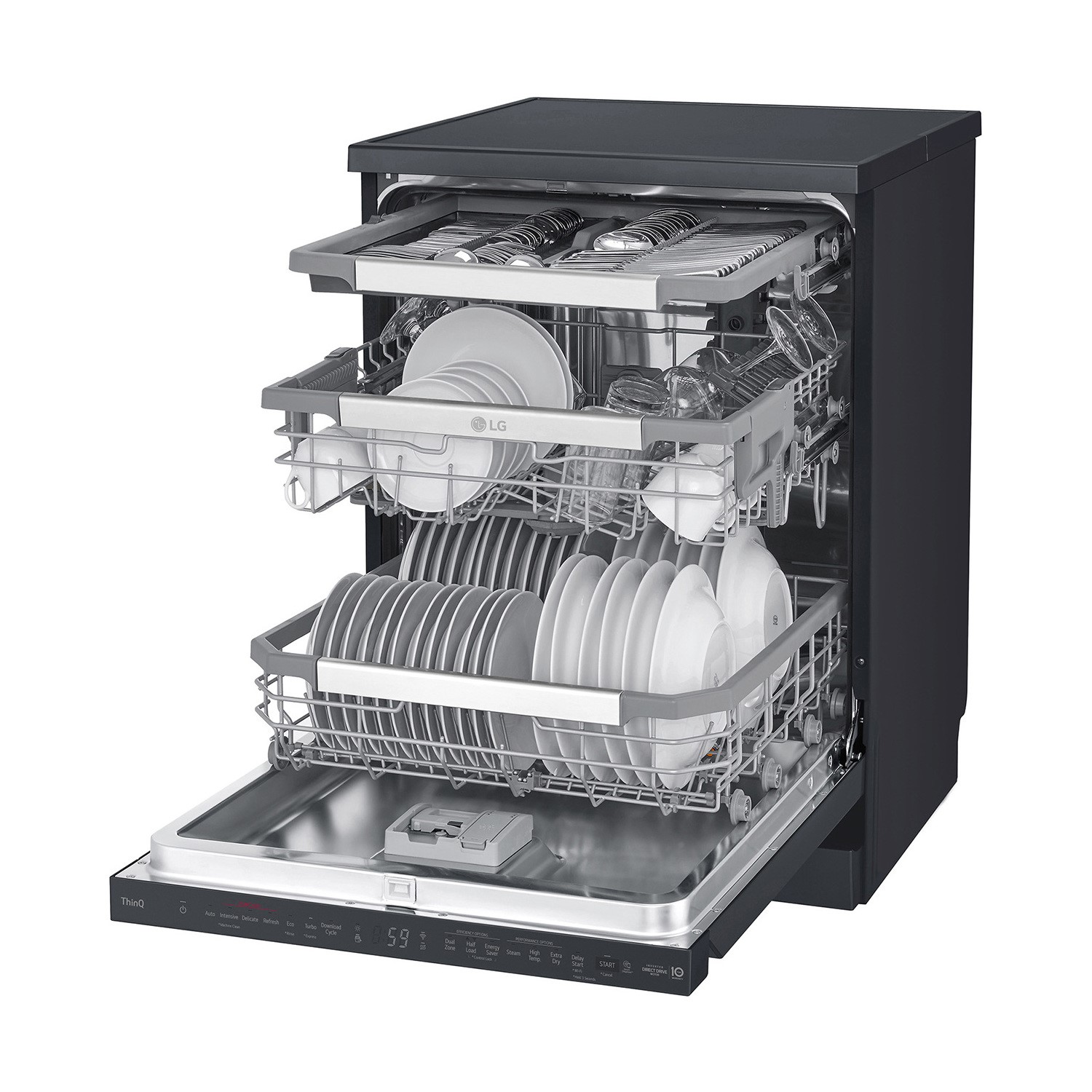 LG 14 Place Settings Freestanding Dishwasher - Black - Image 4