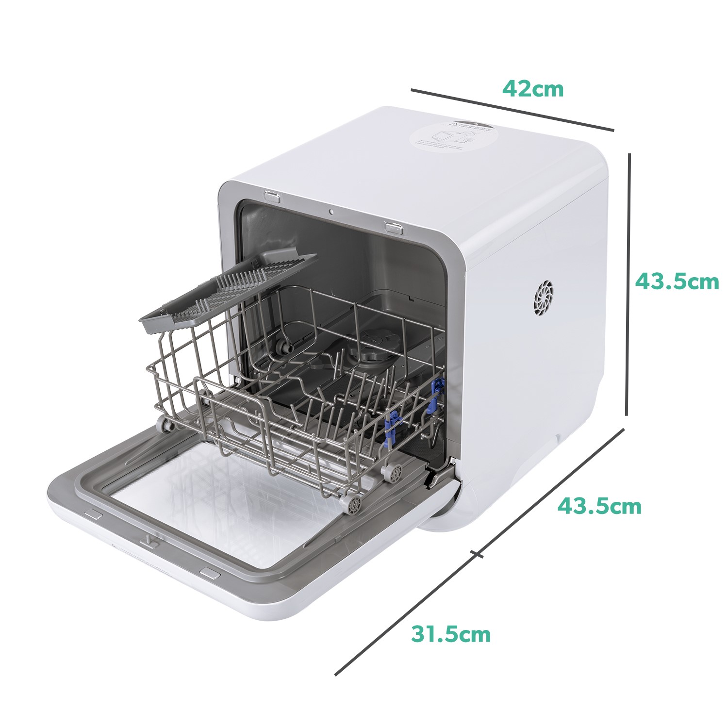 electriQ Freestanding Mini Table Top Portable Dishwasher - White - Image 7