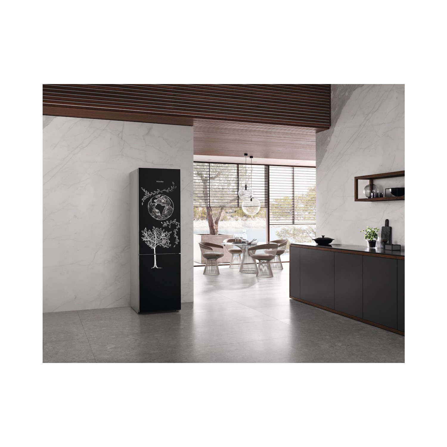 Miele 373 Litre 60/40 Freestanding Fridge Freezer - BlackBoard - Image 4