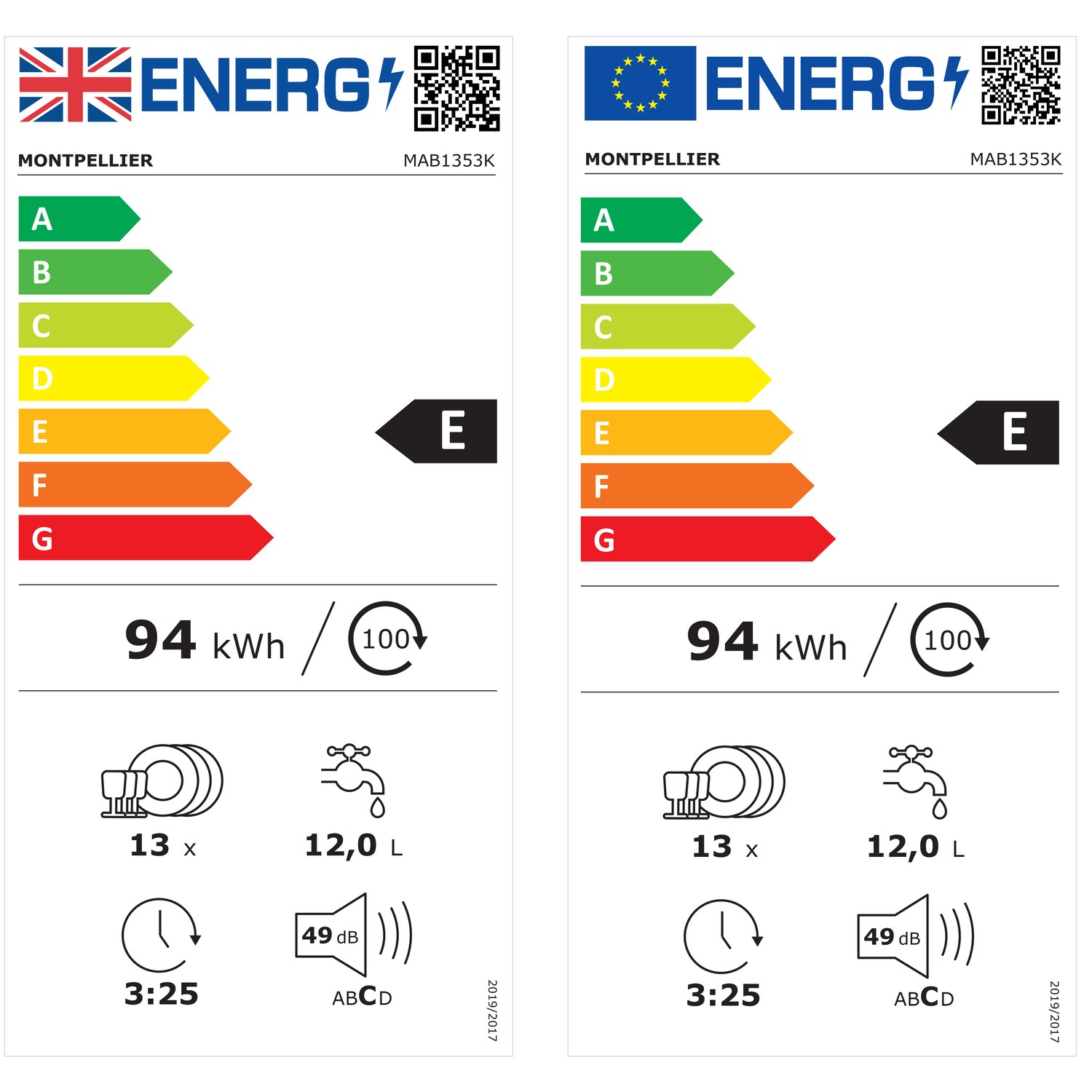 Montpellier 13 Place Settings Freestanding Dishwasher - Black - Image 2