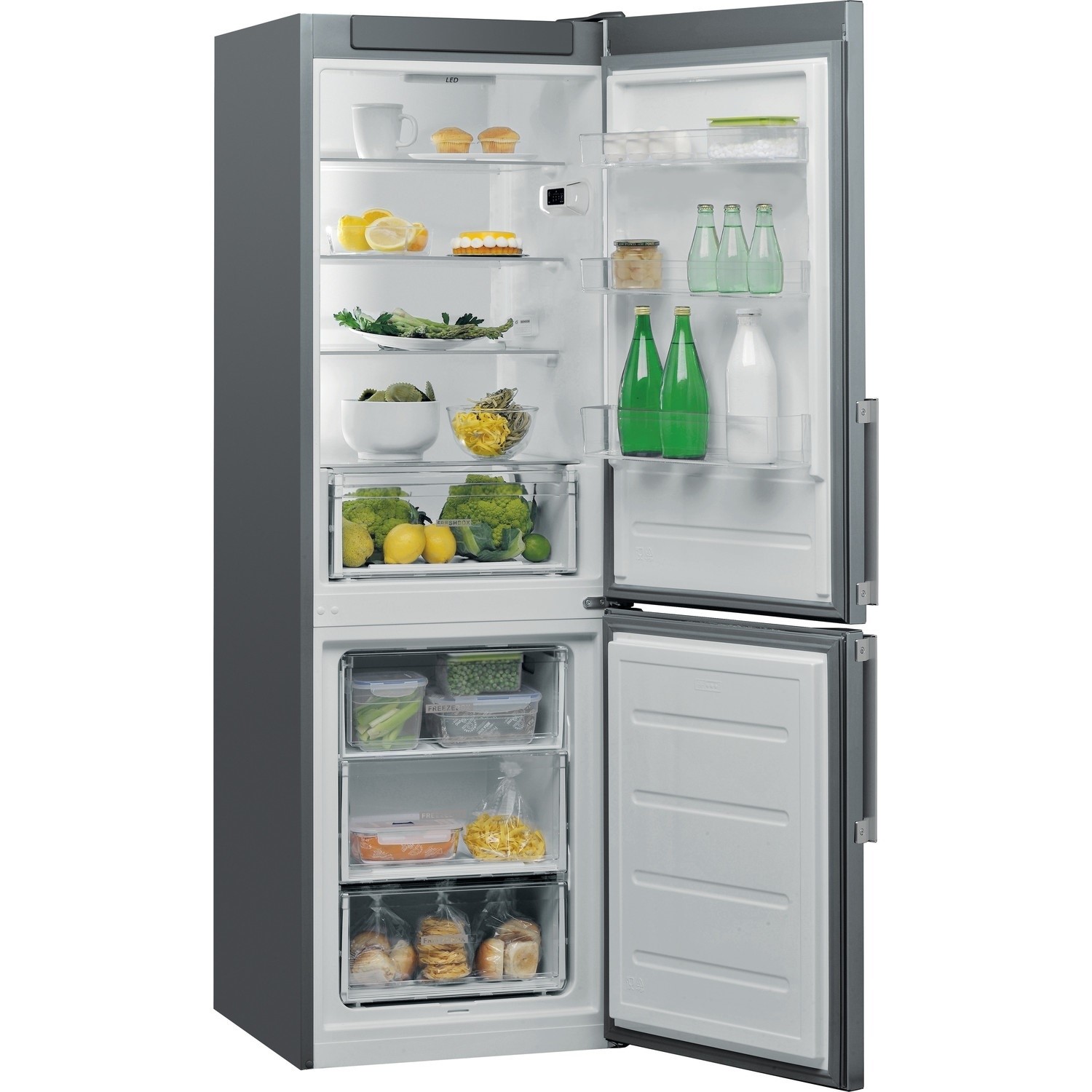 Whirlpool 339 Litre 70/30 Freestanding Fridge Freezer - Grey - Image 4