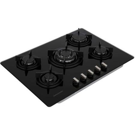 Rangemaster 70cm 5 Burner Black Glass Gas Hob with Wok Burner - Image 2