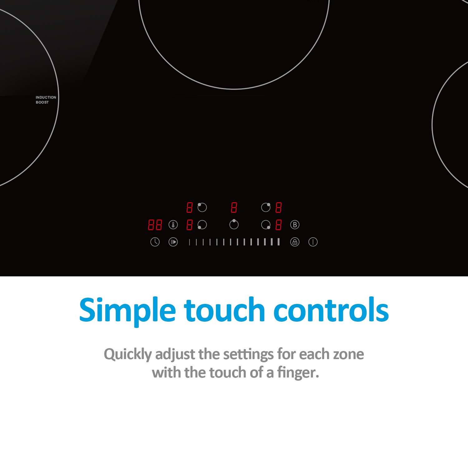 electriQ 90cm 5 Zone Induction Hob with Flex Zone - Image 2