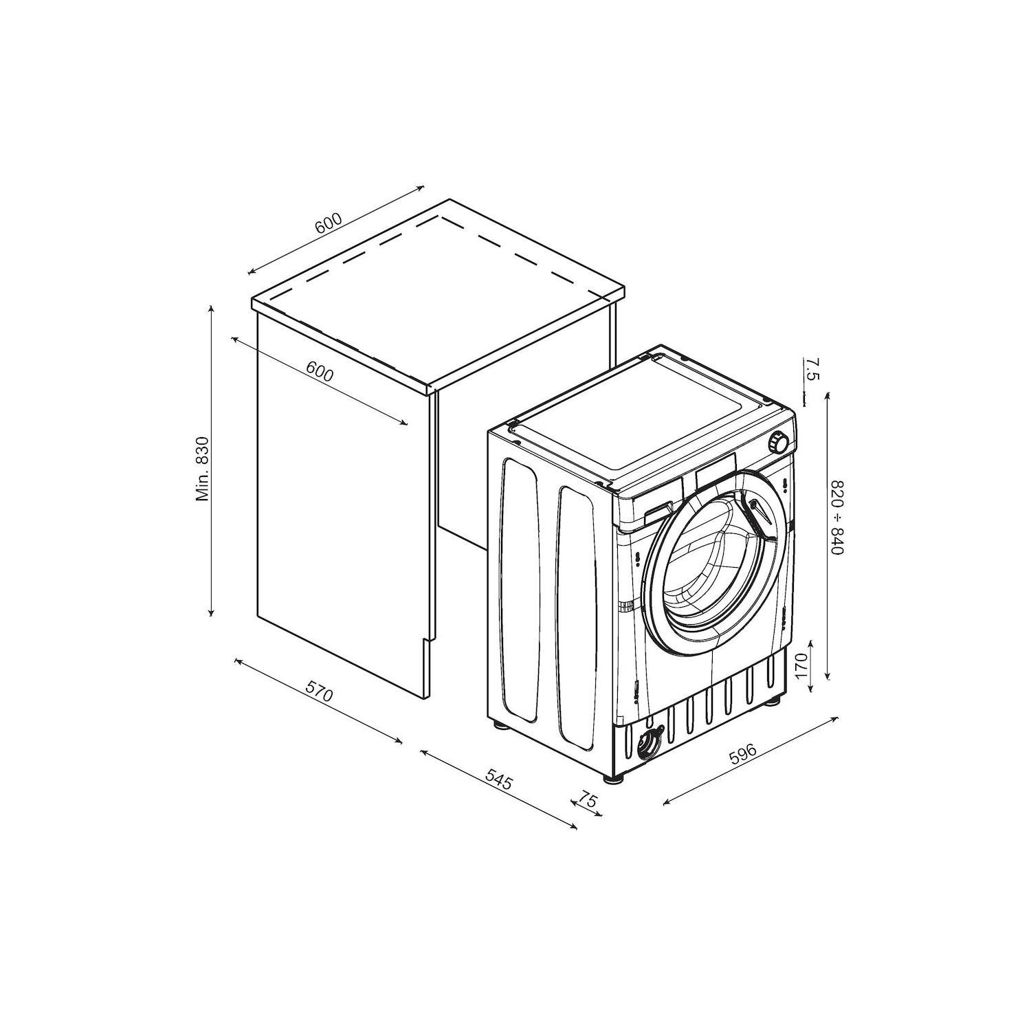 Hoover 9kg 1600rpm Integrated Washing Machine White Chrome Door - Image 2