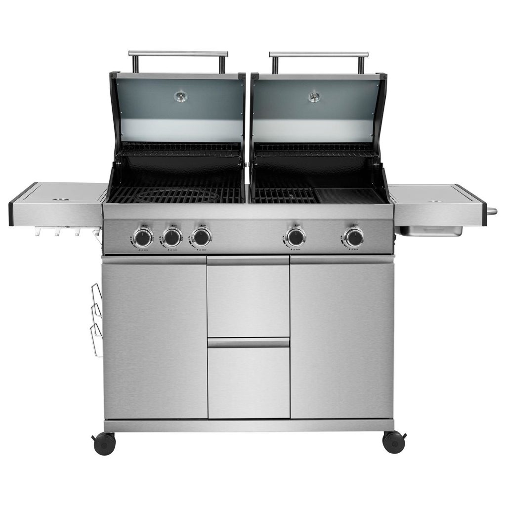 Monster Grill Double Header 4 Burner Gas BBQ Grill with Side Burner ...