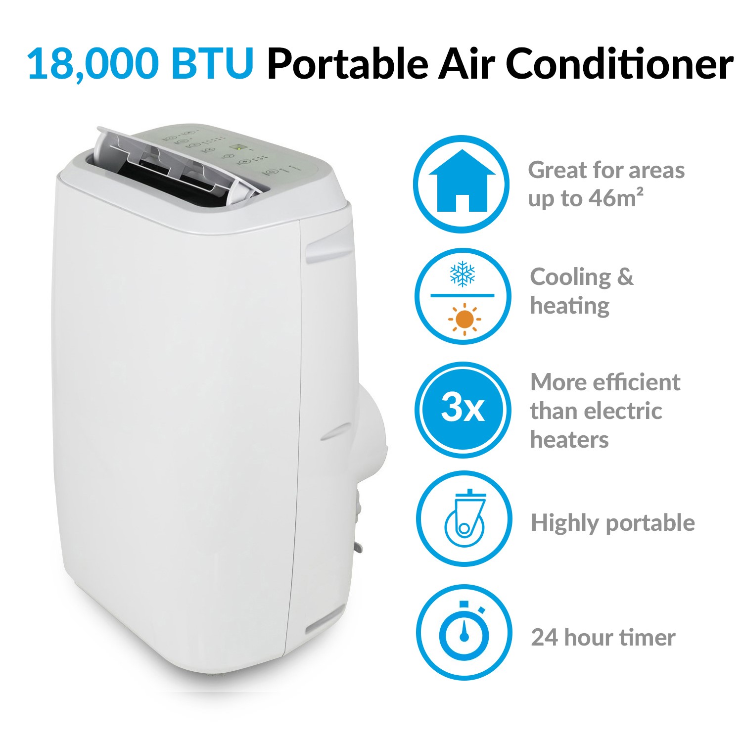 electriQ 18000 BTU Portable Air Conditioner with Heat Pump - Image 4