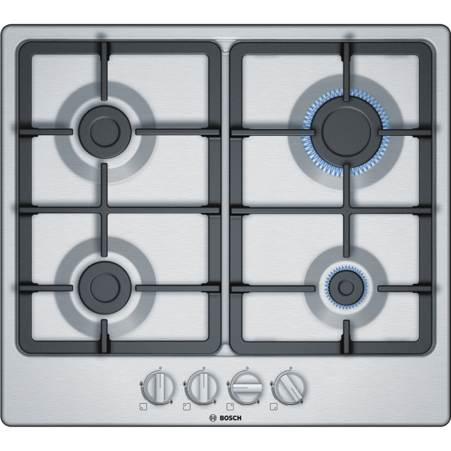 Bosch Series 4 58cm 4 Burner Gas Hob - Stainless Steel