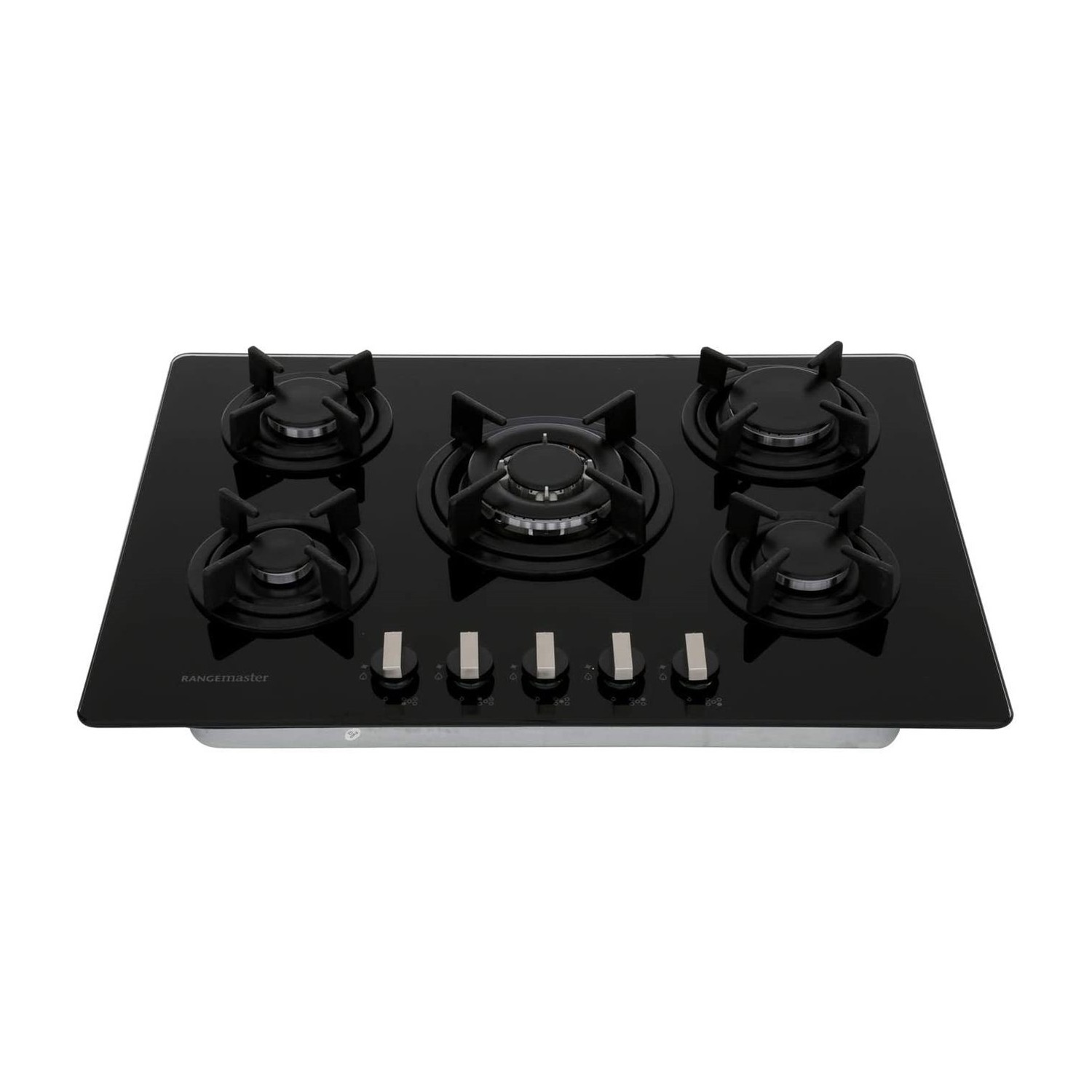 Rangemaster 70cm 5 Burner Black Glass Gas Hob with Wok Burner - Image 3