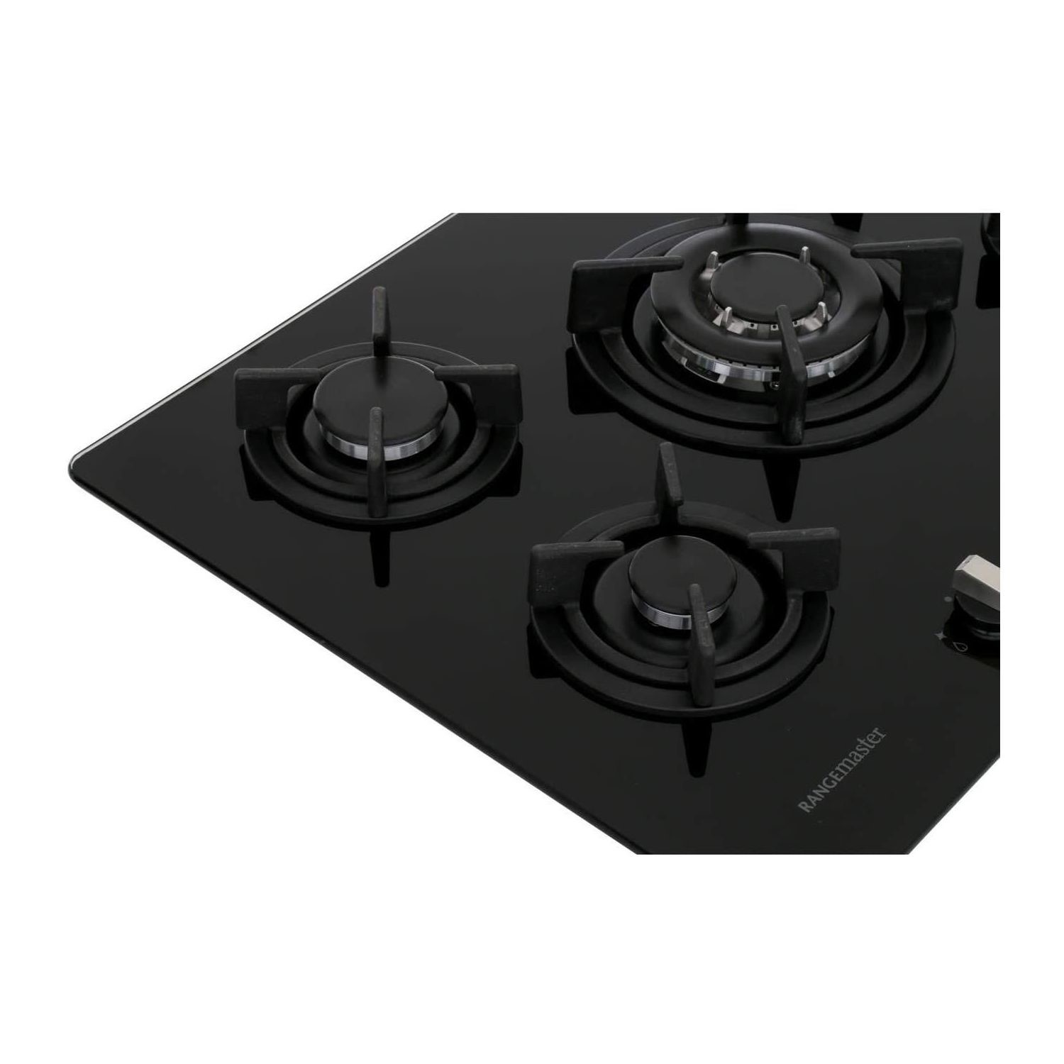 Rangemaster 70cm 5 Burner Black Glass Gas Hob with Wok Burner - Image 4