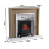 Oak Effect Freestanding Fireplace Suite with Electric Log Burner - Amberglo - Image 3