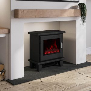 Black Electric Stove with Chrome Handle - Amberglo