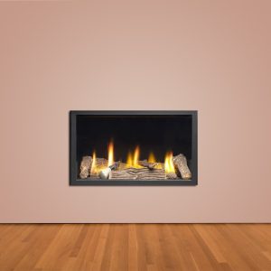 Frameless Black Inset Gas Fire with Logs - Vola 600