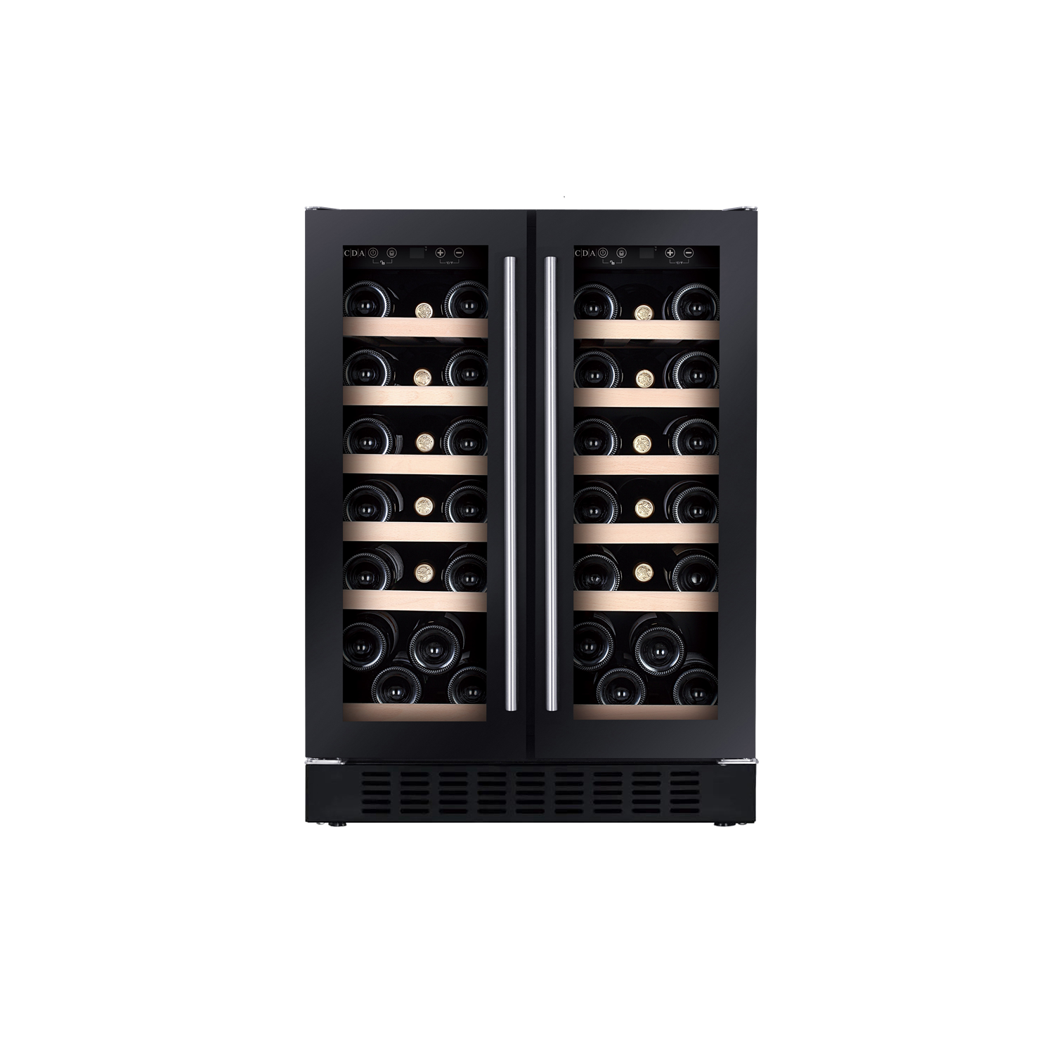 CDA 40 Bottle Capacity Dual Zone Freestanding 60cm Under Counter Wine Cooler - Black