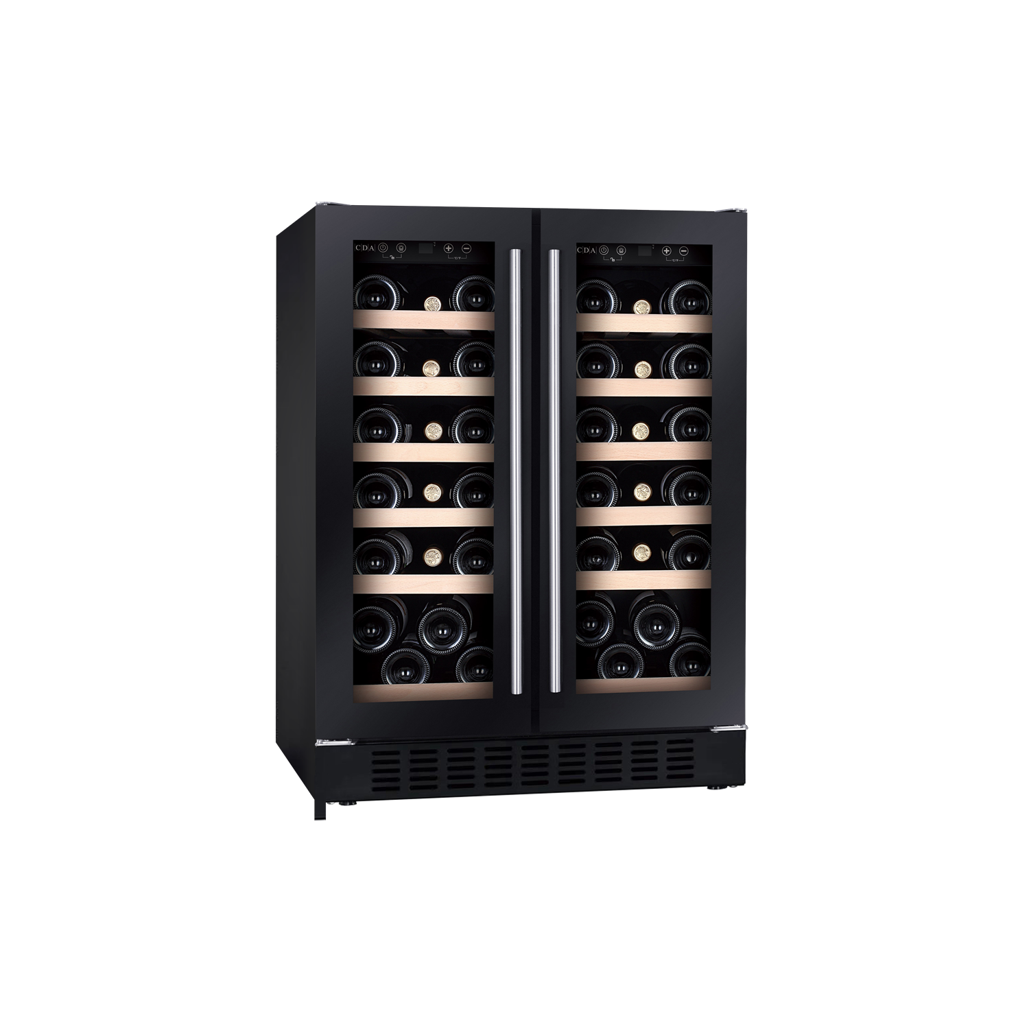 CDA 40 Bottle Capacity Dual Zone Freestanding 60cm Under Counter Wine Cooler - Black - Image 3