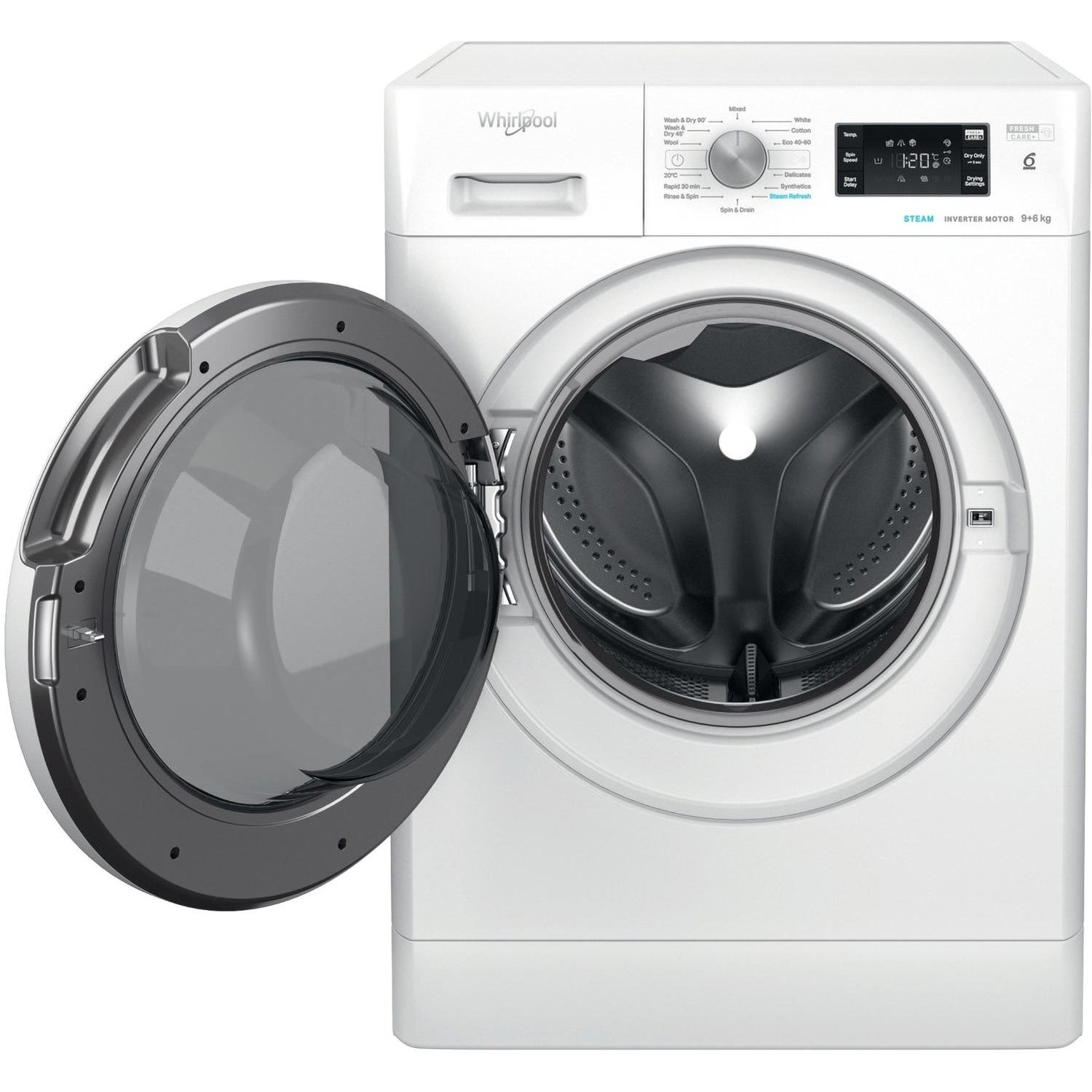 Whirlpool 9kg Wash 6kg Dry 1400rpm Freestanding Washer Dryer - White - Image 2